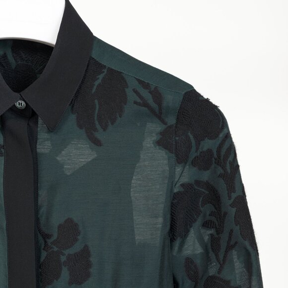 Burberry Green Floral Fil Coupe Buttoned Shirt - Picture 4 of 12